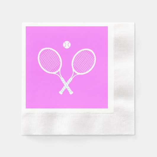Serviette En Papier Raquettes de tennis Partie rose profonde (Devant)