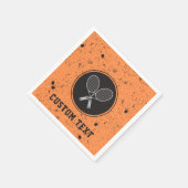 Serviette En Papier Raquettes de tennis Retro Grungy Orange Texte Pers (Coin)