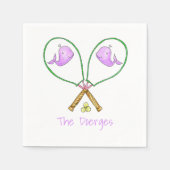 Serviette En Papier Raquettes de tennis rose Preppy avec couvertures b (Devant)