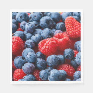 Serviette En Papier Raspberries et Blueberries