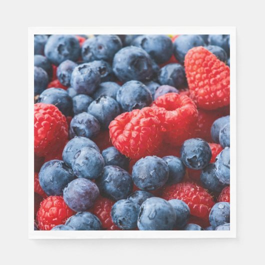 Serviette En Papier Raspberries et Blueberries (Devant)