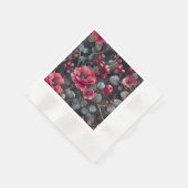 Serviette En Papier Raspberry, burgundy flowers on dark gray (Coin)