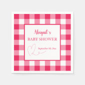 Serviette En Papier Raspberry Gingham Custom Baby Shower  (Devant)