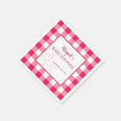 Serviette En Papier Raspberry Gingham Custom Baby Shower  (Coin)