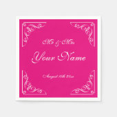Serviette En Papier Raspberry rose élégante frontière mariage soirée n (Devant)