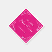 Serviette En Papier Raspberry rose élégante frontière mariage soirée n (Coin)