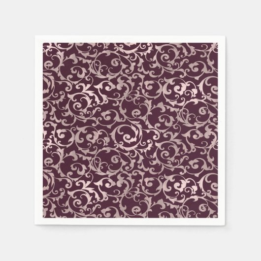 Serviette En Papier Raspberry & Rose Gold Elegant Princesse Mariage (Devant)