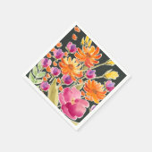 Serviette En Papier Rassemblement splendide - Fleurs roses et orange (Coin)