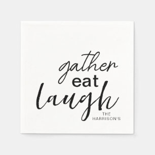 Serviette En Papier Rassembler Manger Rire Personnalisé