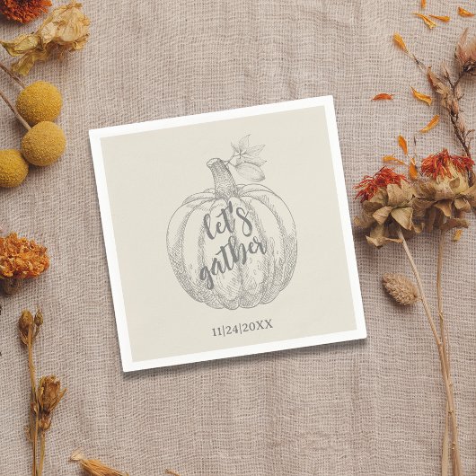 Serviette En Papier Rassemblons le Citrouille rustique Thanksgiving Na