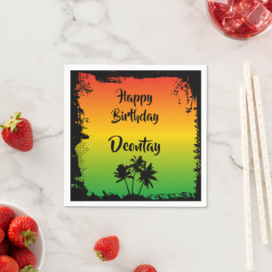 Serviette En Papier Rasta Reggae Rouge Or Vert Jamaïcain Anniversaire