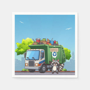 Serviette En Papier Raton laveur mignon et camion de "nourriture"