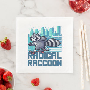 Serviette En Papier Raton laveur radical skateboard urbain