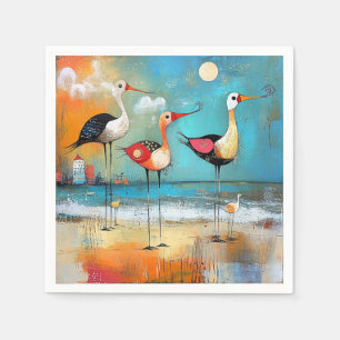 Serviette En Papier Raviers, illustration lunaire,