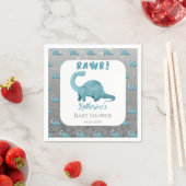 Serviette En Papier Rawr Turquoise Blue Dinosaur Baby shower garçon (En situation)