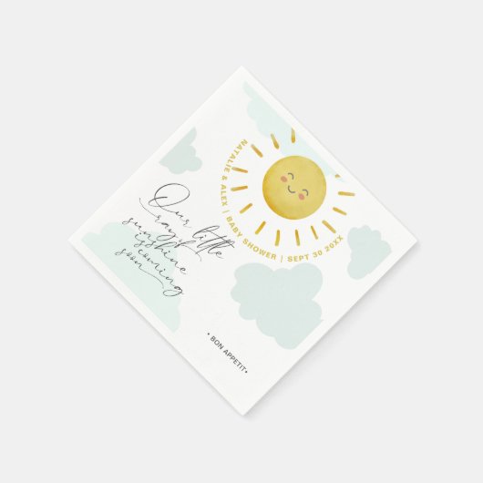 Serviette En Papier Ray of Sunshine Nuages Baby shower neutre entre le (Coin)
