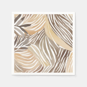 Serviette En Papier Rayé Moderne Neutre Beige Simple