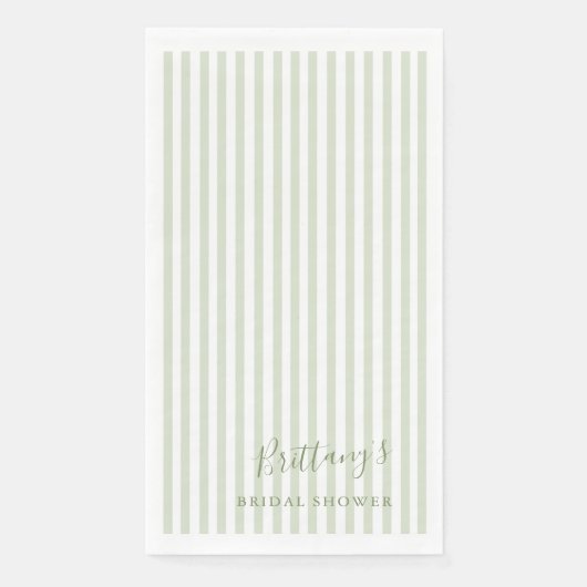 Serviette en papier rayée vert sauge (Devant)