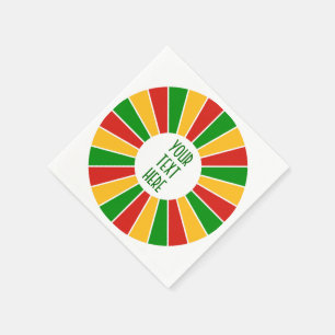 Serviette En Papier RAYONS DE BOUTON DE DRAPEAU DE RASTAFARI + votre