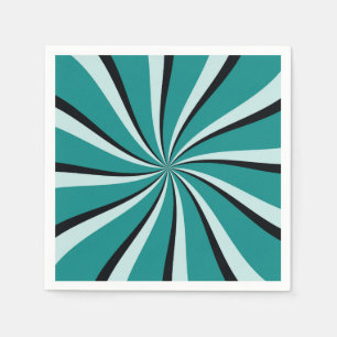 Serviette En Papier Rayons de soleil bleu, turquoise et noir de style