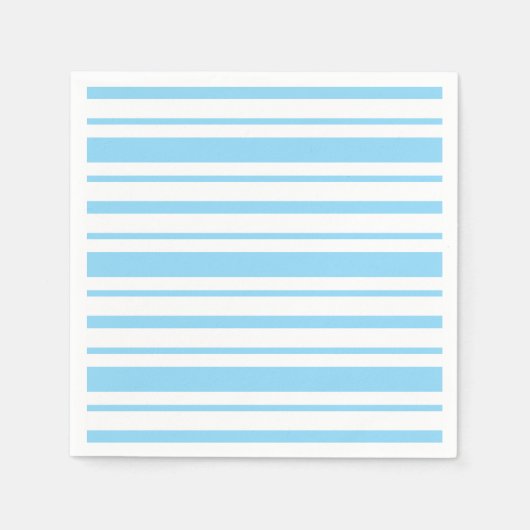 Serviette En Papier Rayure bleu clair et blanc (Devant)
