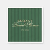 Serviette En Papier Rayure Classique Vintage Mariage Vert (Devant)
