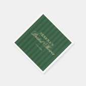 Serviette En Papier Rayure Classique Vintage Mariage Vert (Coin)