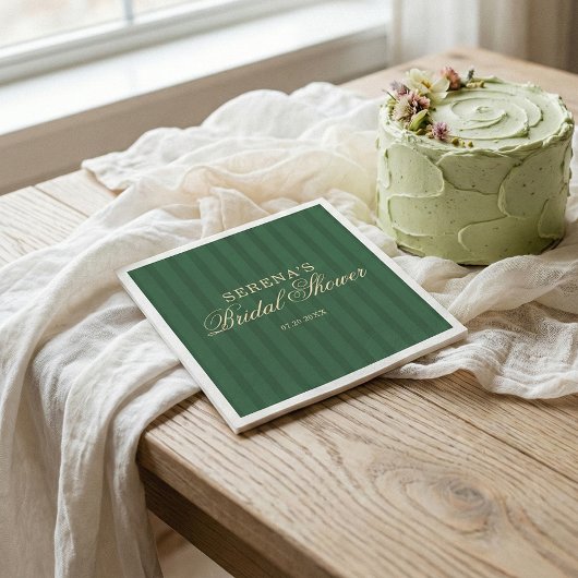 Serviette En Papier Rayure Classique Vintage Mariage Vert