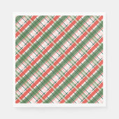 Serviette En Papier Rayure écossaise rouge verte et blanche de Noël cl (Devant)