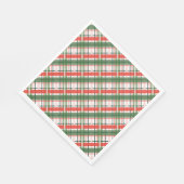 Serviette En Papier Rayure écossaise rouge verte et blanche de Noël cl (Coin)