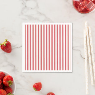 Serviette En Papier Rayure fine rouge et blanche