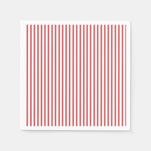Serviette En Papier Rayure fine rouge et blanche (Devant)