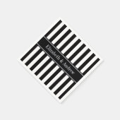 Serviette En Papier Rayure Noir Blanc Noir Monogramme Nom (Coin)