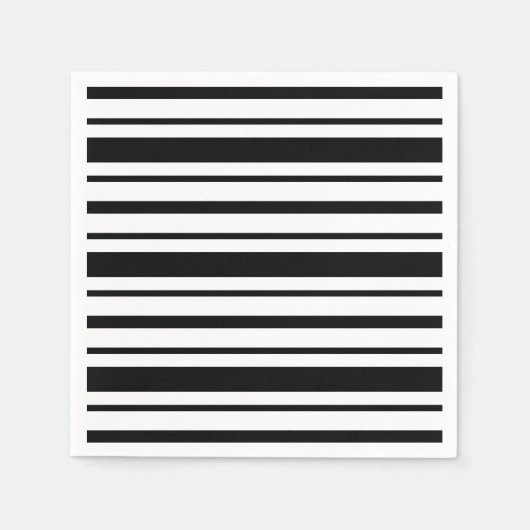 Serviette En Papier Rayure noir et blanc (Devant)