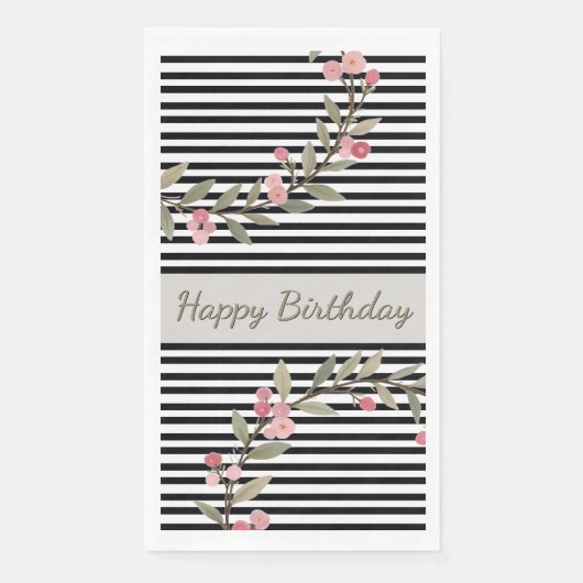 Serviette En Papier Rayure noire et blanche (Devant)