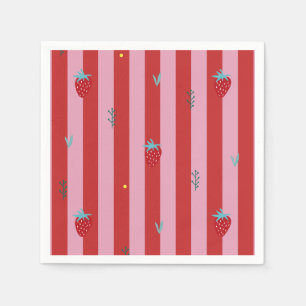Serviette En Papier rayure rouge et rose, design audacieux avec des fr