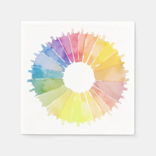 Serviette En Papier Rayures arc-en-ciel rondes