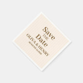 SERVIETTE EN PAPIER RAYURES BEIGE ÉLÉGANT SCRIPT SIMPLE ENREGISTRER LA (Coin)