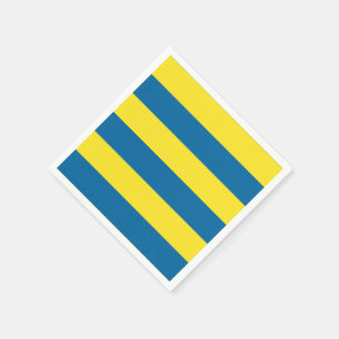 Serviette En Papier Rayures Bleu et jaune Personnalisable