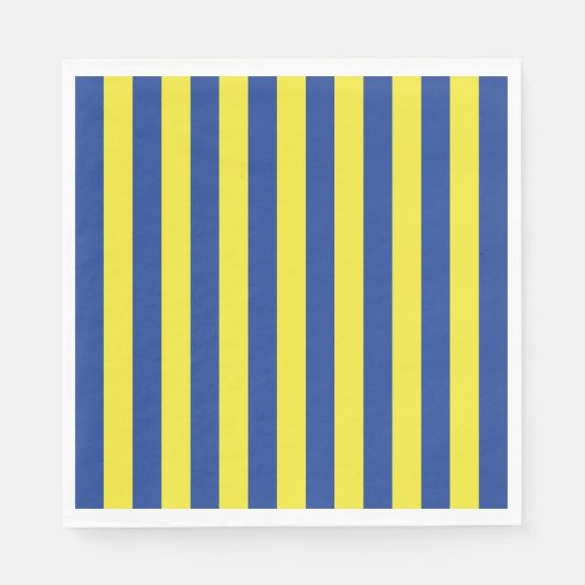 Serviette En Papier Rayures bleu foncé et jaune  (Devant)