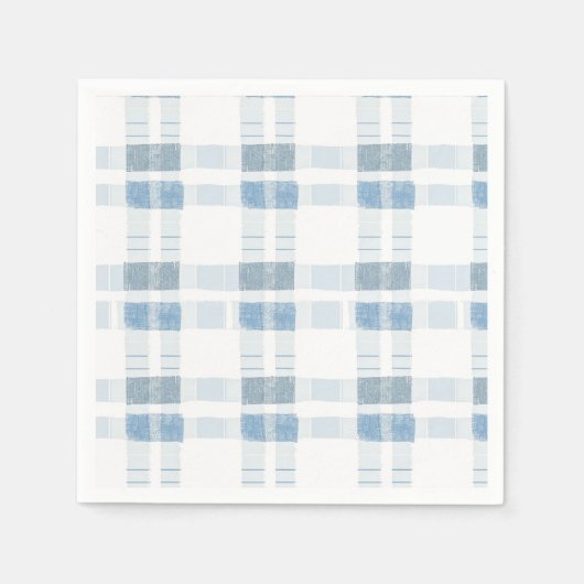 Serviette En Papier Rayures Bleues Bébé Motif à Carreaux (Devant)