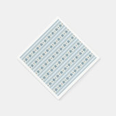 Serviette En Papier Rayures Bleues Clair Et Fleurs (Coin)