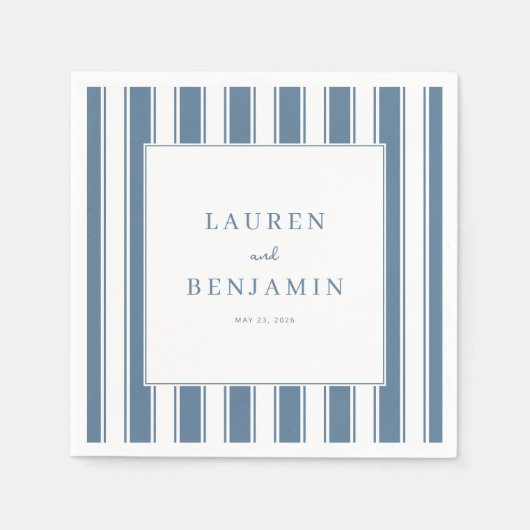 Serviette En Papier Rayures Bleues Élégantes (Devant)