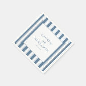 Serviette En Papier Rayures Bleues Élégantes (Coin)