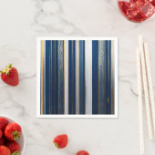 Serviette En Papier Rayures bleues Hanukkah Blues Bleu Blanc Or (En situation)
