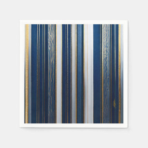 Serviette En Papier Rayures bleues Hanukkah Blues Bleu Blanc Or