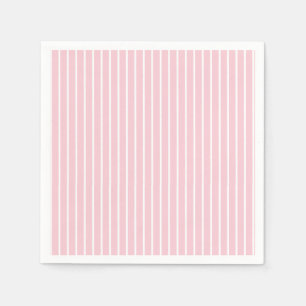 Serviette En Papier Rayures Classiques Blanc - Rose