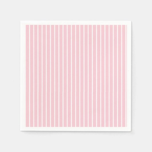 Serviette En Papier Rayures Classiques Blanc - Rose (Devant)