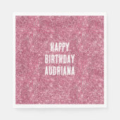 Serviette En Papier Rayures De Glitterie Rose Faux (Devant)