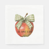 Serviette En Papier Rayures de ruban vert Pommes rouges (Devant)